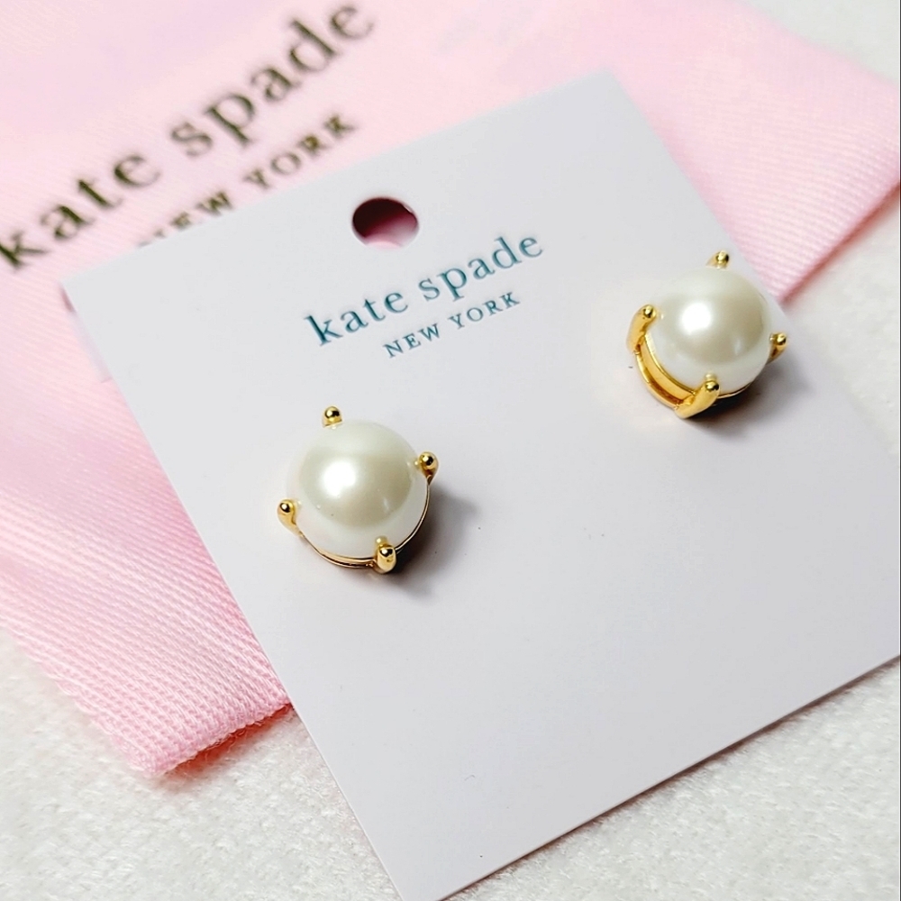 Kate Spade Rise and Shine Cream Blush Studs with KS Jewelry Bag